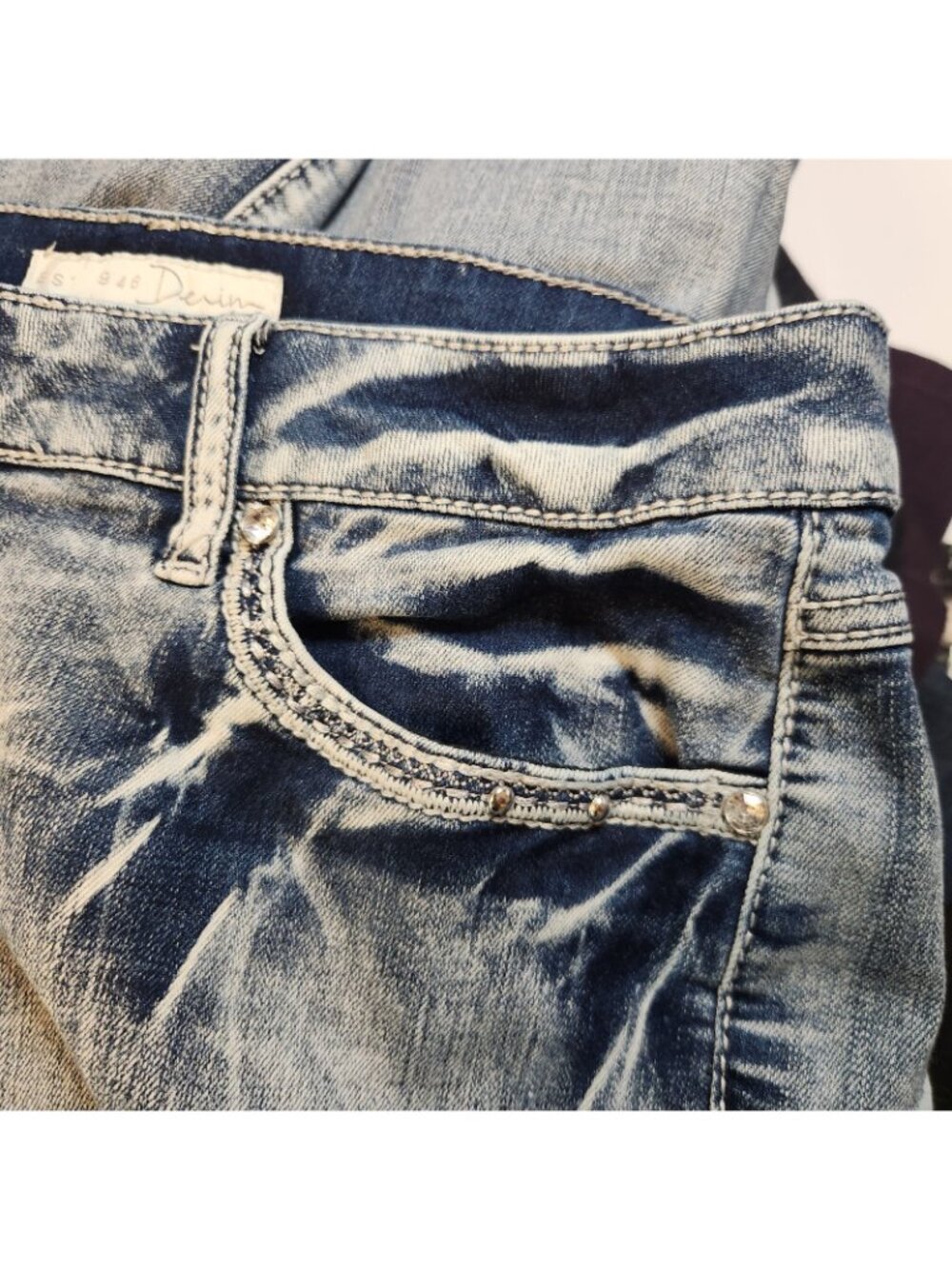 Cato Blue Jeans Mid Rise Acid Wash Boot Lg Denim Blue Jean Petite Siz 14P 34Wx29 - Picture 11 of 16